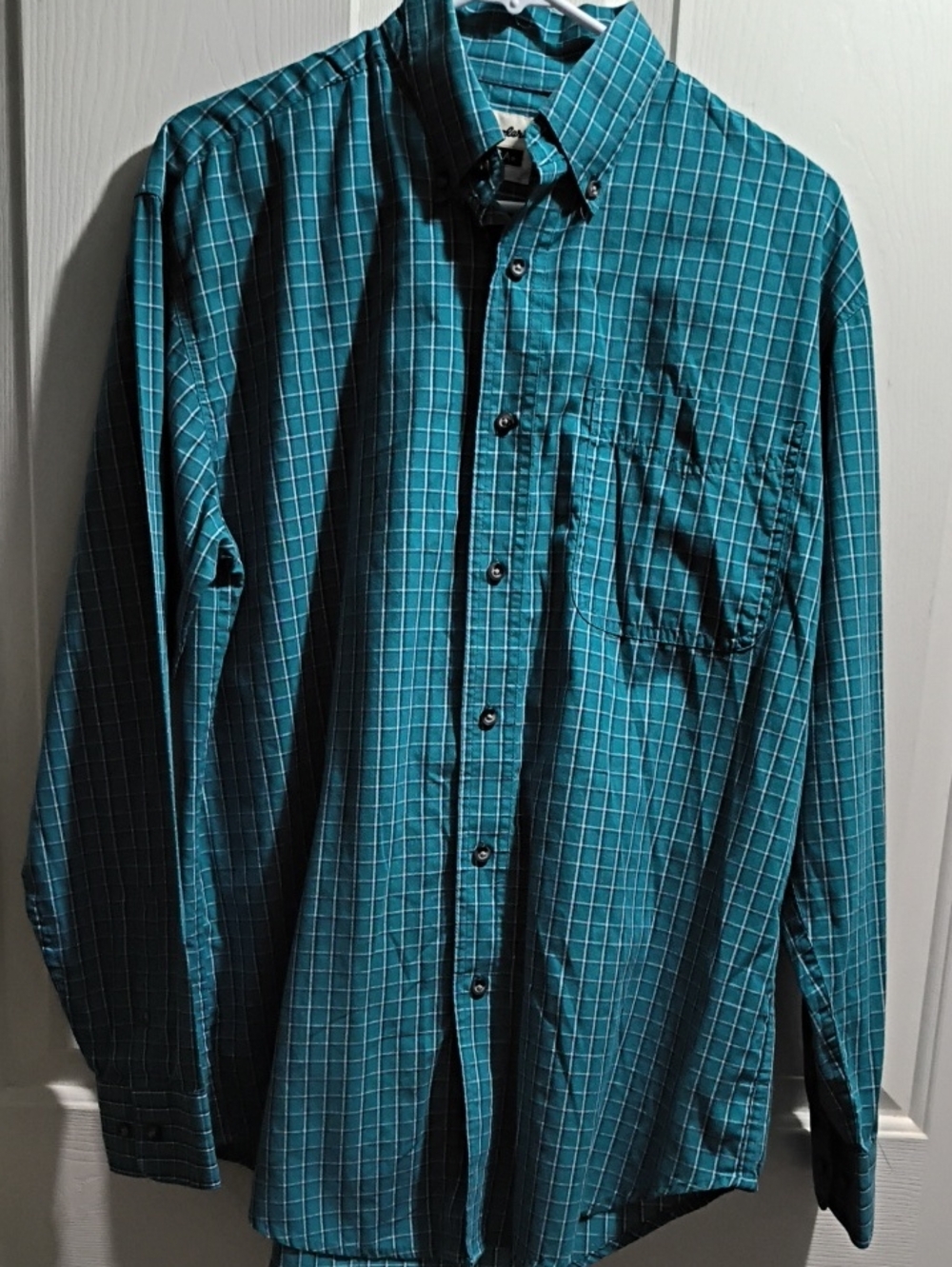 Wrangler Teal Grid Plaid Button-Down Shirt